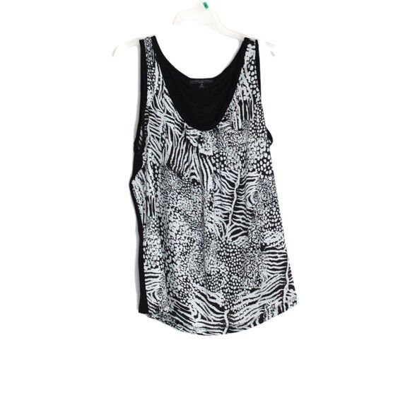 Elena Solano Tank Top Scoop Neck Black & White Size 2X - Picture 1 of 5